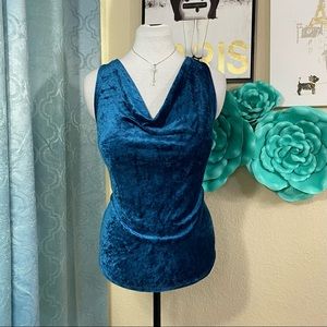 C&C California Dark Curacao Velvet Drape Neck Racerback Tank Top/Blouse 
Size XS
